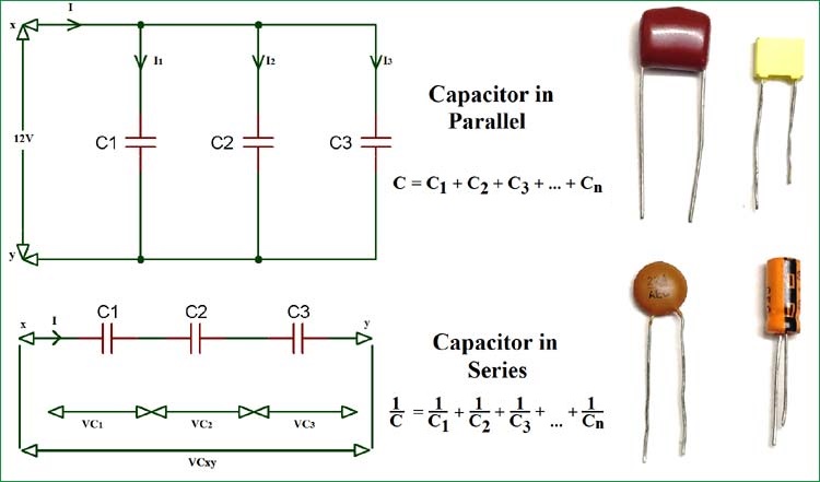 Circuit Connections in Capacitors