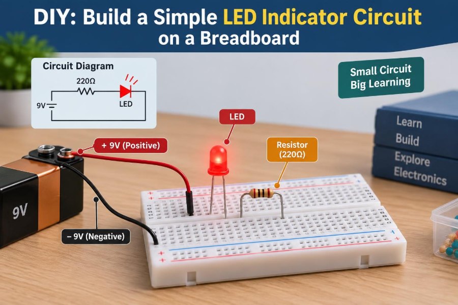 🔌 DIY: Build a Simple LED Indicator Circuit on a Breadboard