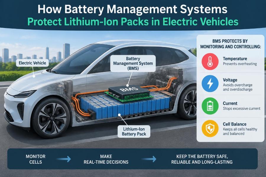 🔋 How Battery Management Systems Protect Lithium-Ion Packs in Electric Vehicles