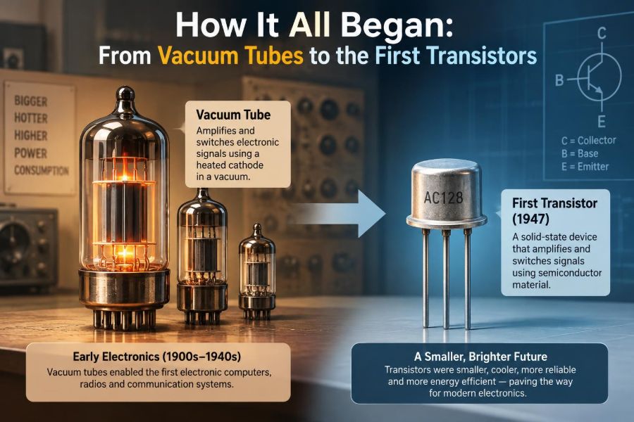 🔌 How It All Began: From Vacuum Tubes to the First Transistors
