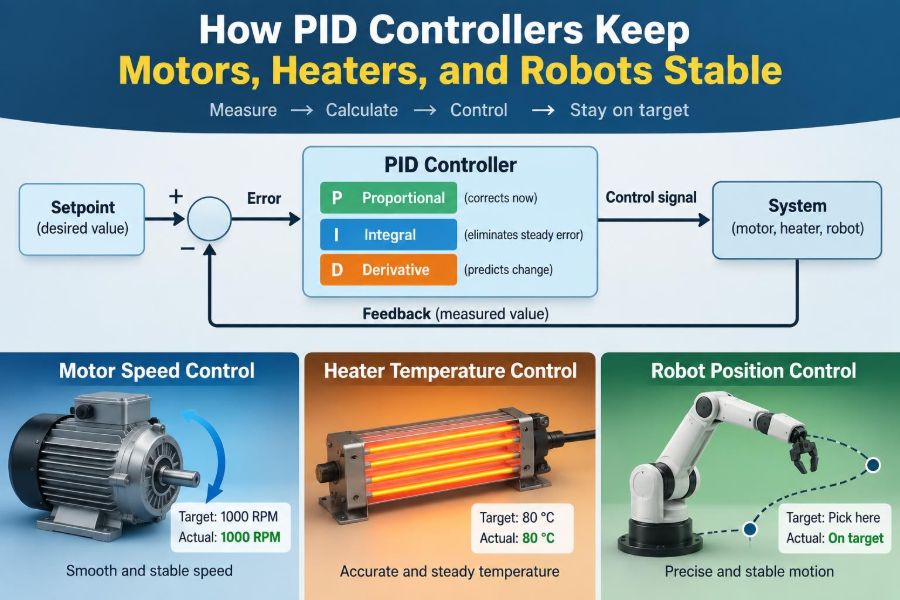 🤖 How PID Controllers Keep Motors, Heaters, and Robots Stable
