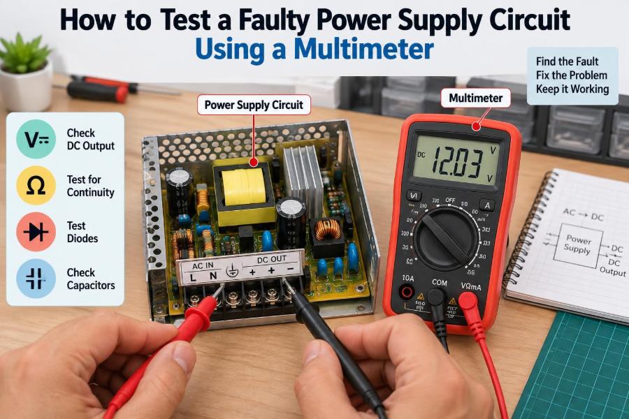 🔍 How to Test a Faulty Power Supply Circuit Using a Multimeter