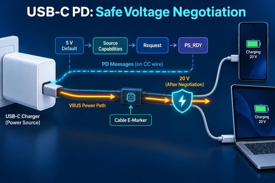 🔌 How USB-C Power Delivery Negotiates Safe Charging Voltages