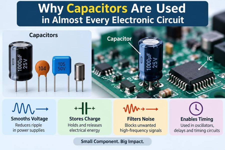🔌 Why Capacitors Are Used in Almost Every Electronic Circuit