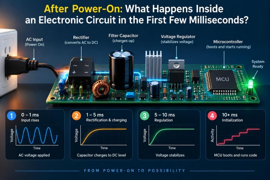 ๐ After Power-On: What Happens Inside an Electronic Circuit in the First Few Milliseconds?