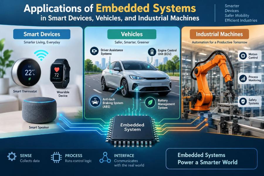 🔌 Applications of Embedded Systems in Smart Devices, Vehicles, and Industrial Machines