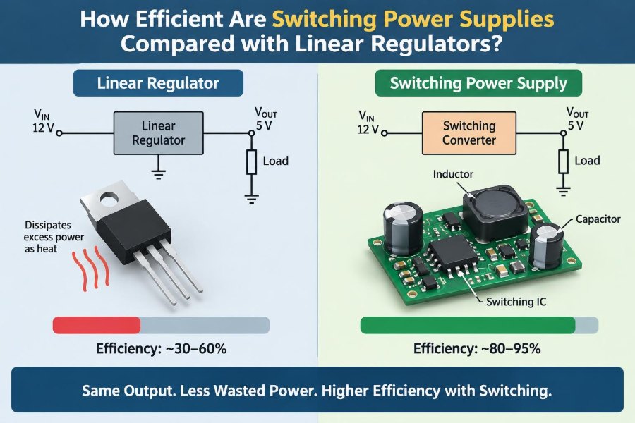 🔌 How Efficient Are Switching Power Supplies Compared with Linear Regulators?