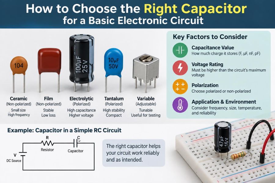 🔌 How to Choose the Right Capacitor for a Basic Electronic Circuit