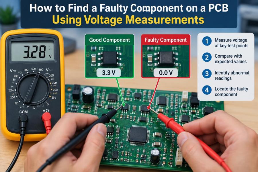 🔌 How to Find a Faulty Component on a PCB Using Voltage Measurements