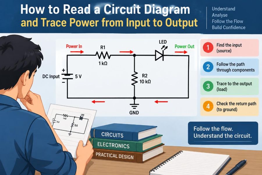 🔌 How to Read a Circuit Diagram and Trace Power from Input to Output