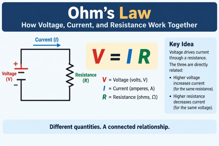 🔌 The Formula Behind Ohm’s Law: How Voltage, Current, and Resistance Work Together