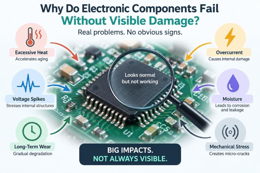 🔌 Why This Problem Happens: What Causes Electronic Components to Fail Without Visible Damage?